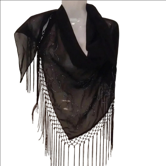 💙🏍black Triangle Shawl - Picture 1 of 7